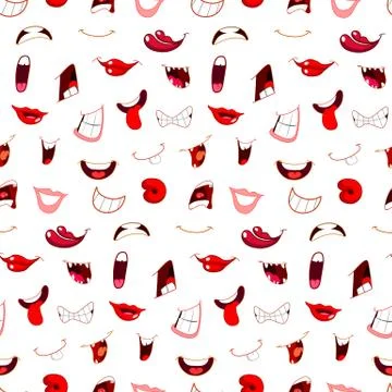 Cartoon mouths pattern Stock Illustration
