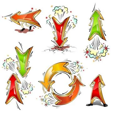 Cartoon moving vector colored arrows Stock-Illustration