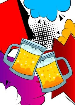 Cartoon Mug of Beer, comic book drink. Retro vector comics pop art design. Stock-Illustration