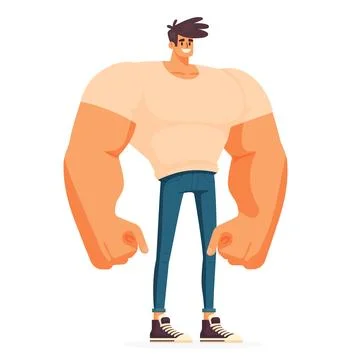 Cartoon muscular guy flat vector illustration isolated on  white background Stock Illustration