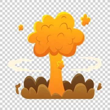 Cartoon mushroom cloud explosion with brown dirt and debris isolated on whi.. Stock Photos