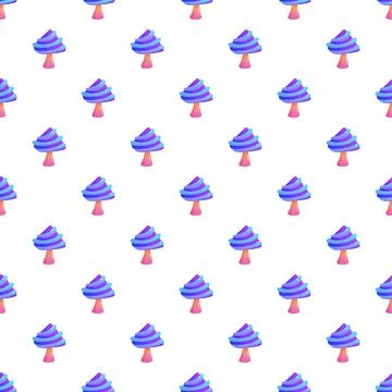 Cartoon mushroom pattern with vibrant blue and purple colors Stockillustratie