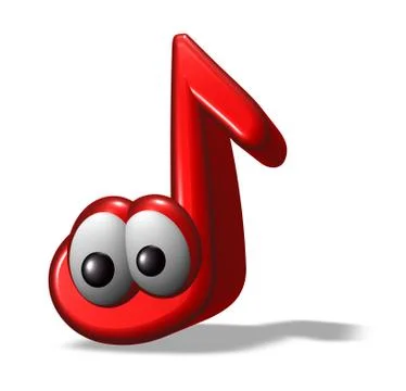 Cartoon music note on white background - 3d illustration Stock Illustration