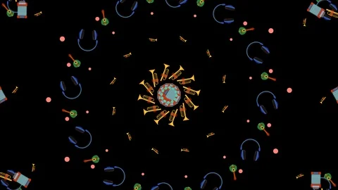Cartoon musical instruments from a circle transparency, alpha channel Stock-Footage 122059478