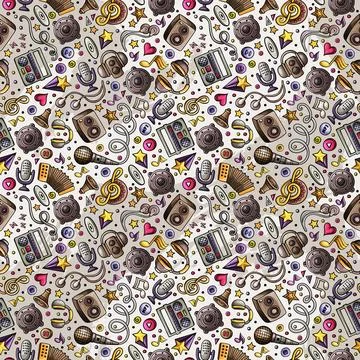 Cartoon musical instruments seamless pattern Stock Illustration