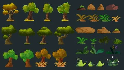 Cartoon Nature Elements Set for you design. Vector illustration. You can edit it Stock Illustration