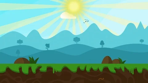Cartoon Nature landscape Animation Loop.... | Stock Video | Pond5