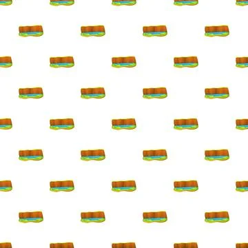 Cartoon nature landscape seamless pattern with mountain and lake Stock Illustration