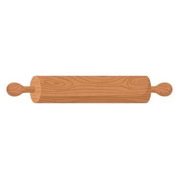 Cartoon nature wooden kitchenware utensil rolling pin with wood grain texture Stock Illustration