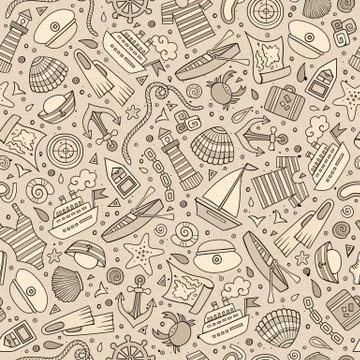 Cartoon nautical seamless pattern Stockillustratie