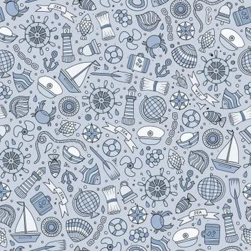 Cartoon nautical seamless pattern Illustrazione stock