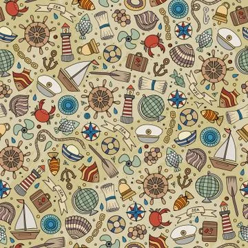 Cartoon nautical seamless pattern Stockillustratie