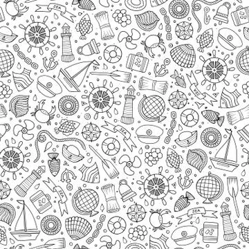 Cartoon nautical seamless pattern Illustrazione stock