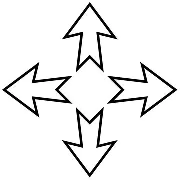 Cartoon navigation arrows sides up down, outline arrows right left Stock Illustration