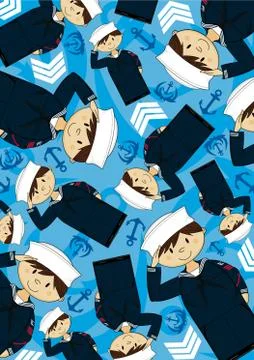 Cartoon Navy Sailor Pattern Stock-Illustration