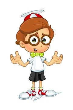 Cartoon Nerd Boy Character Stock Illustration