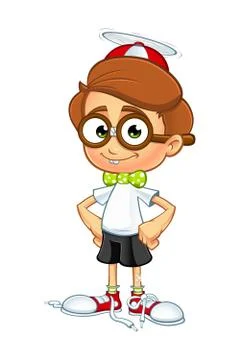 Cartoon Nerd Boy Character Illustrazione stock