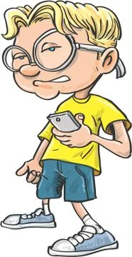 Cartoon nerd with glasses Stock Illustration