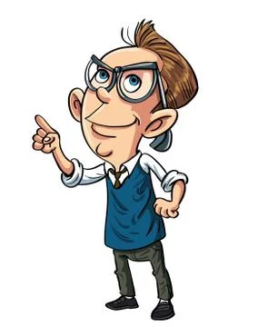 Cartoon nerd looking intelligent Stock Illustration