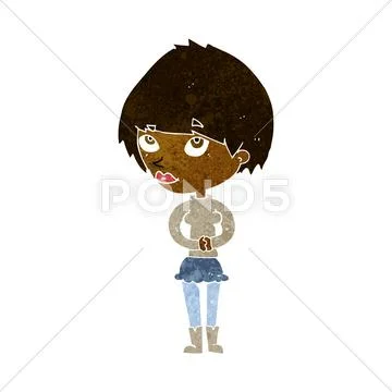 Cartoon nervous woman Stock Illustration