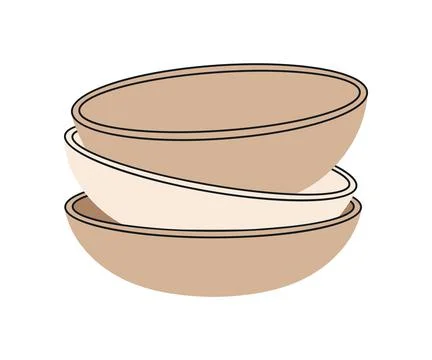 Cartoon nested serving bowls for salad and soup Stock Illustration