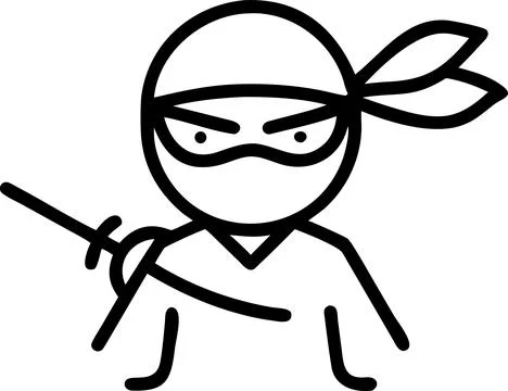 Cartoon ninja character with a sword in a dynamic pose Stock Illustration