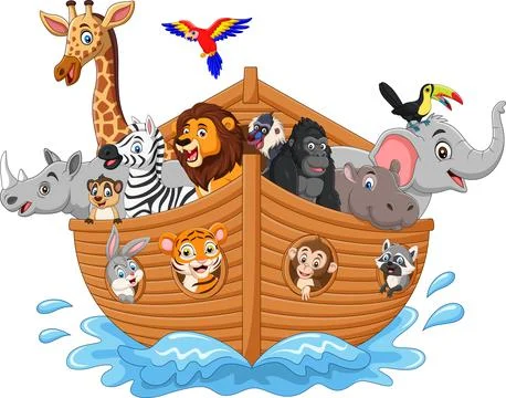 Cartoon noah ark with animals Stock Illustration