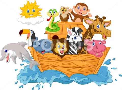 Cartoon Noah's Ark Isolated On White Background ~ Clip Art #124628551