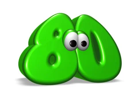 Cartoon number eighty on white background - 3d illustration Illustrazione stock