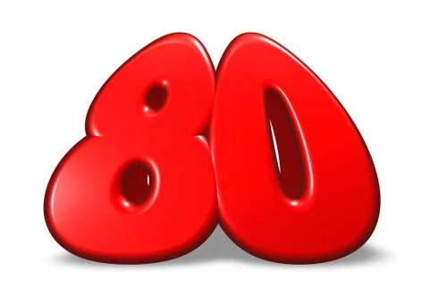 Cartoon number eighty on white background - 3d illustration Stock Illustration