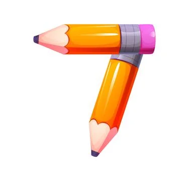 Cartoon number seven as sharpened pencils Stock Illustration