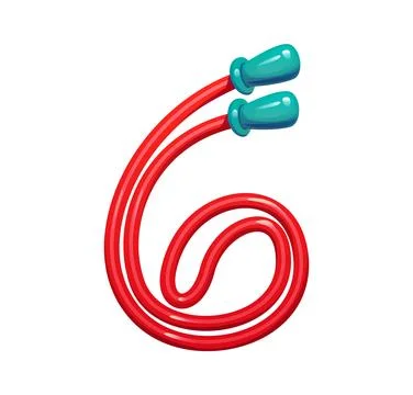 Cartoon number six as coiled red jump rope Stock Illustration
