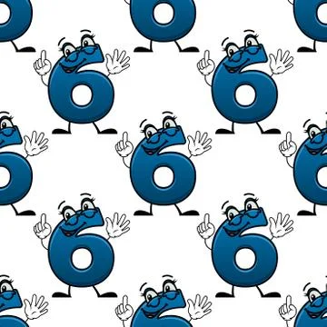 Cartoon number six seamless pattern Illustrazione stock