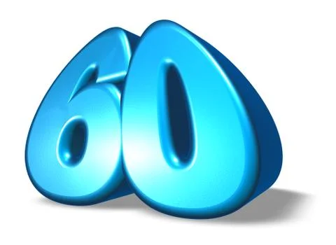 Cartoon number sixty on white background - 3d illustration Stock Illustration