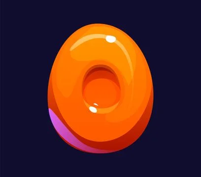 Cartoon number zero as an orange glossy candy Stock Illustration