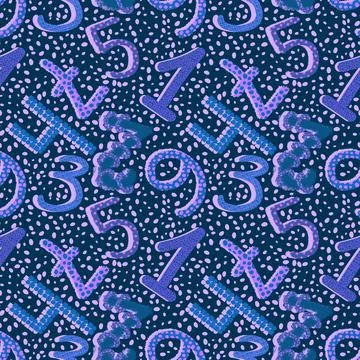 Cartoon numbers seamless kindergarten pattern for wrapping paper Stock Illustration