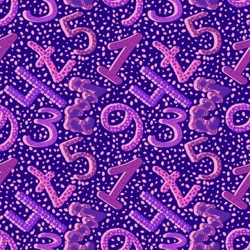 Cartoon numbers seamless kindergarten pattern for wrapping paper Stock Illustration