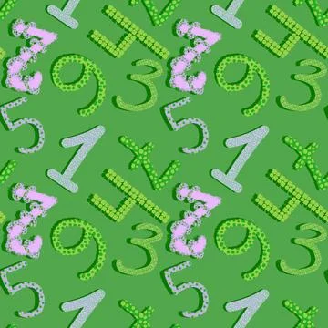 Cartoon numbers seamless kindergarten pattern for wrapping paper and fabrics Stock Illustration