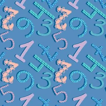 Cartoon numbers seamless kindergarten pattern for wrapping paper and fabrics 스톡 일러스트