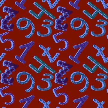 Cartoon numbers seamless kindergarten pattern for wrapping paper and fabrics 스톡 일러스트