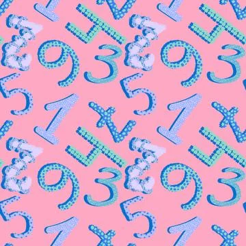 Cartoon numbers seamless kindergarten pattern for wrapping paper and fabrics 스톡 일러스트