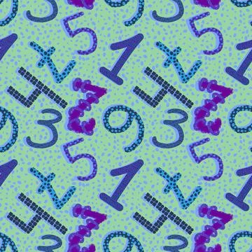 Cartoon numbers seamless kindergarten pattern for wrapping paper and fabrics Stock Illustration
