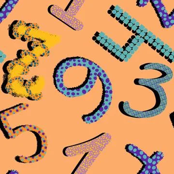 Cartoon numbers seamless kindergarten pattern for wrapping paper and fabrics Stock Illustration