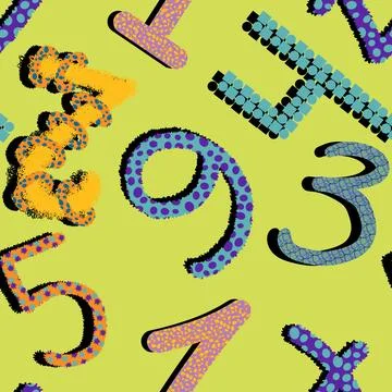Cartoon numbers seamless kindergarten pattern for wrapping paper and fabrics 스톡 일러스트
