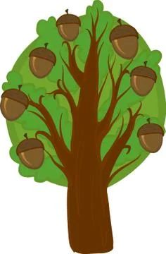 Cartoon oak tree. isolated 스톡 일러스트