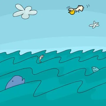 Cartoon ocean background Stock Illustration