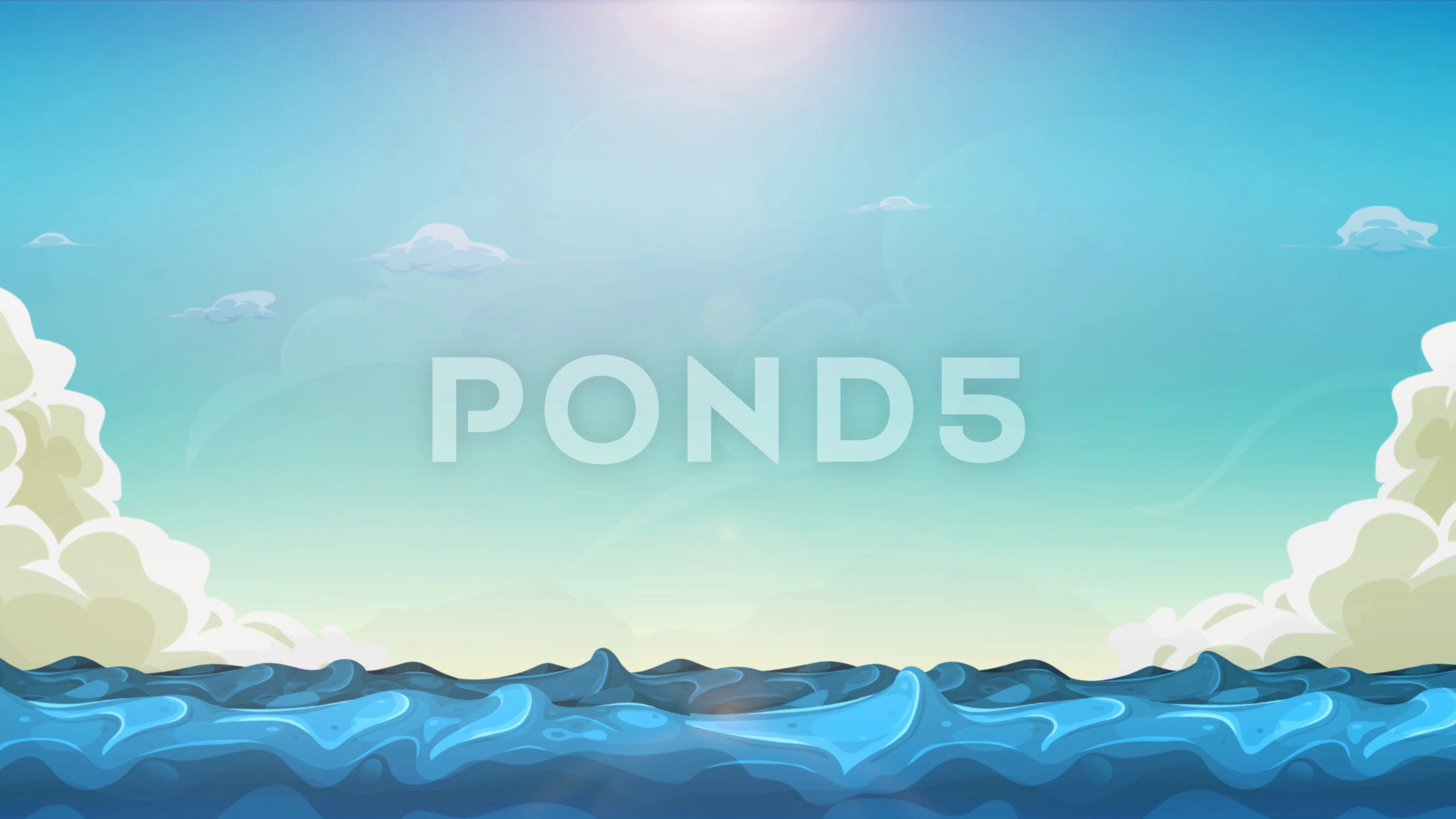 Cartoon Ocean Landscape Background Loop | Stock Video | Pond5