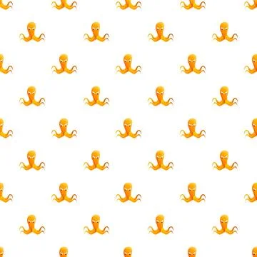 Cartoon octopus character repeating pattern on white background Stockillustratie