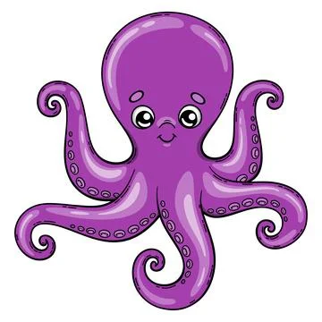 Cartoon octopus isolated vector illustration Stock Illustration
