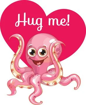 Cartoon octopus ready for a hugging Stock Illustration